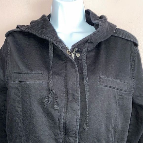 Forever 21 black Los Angeles hooded jacket coat size XS - Picture 4 of 6